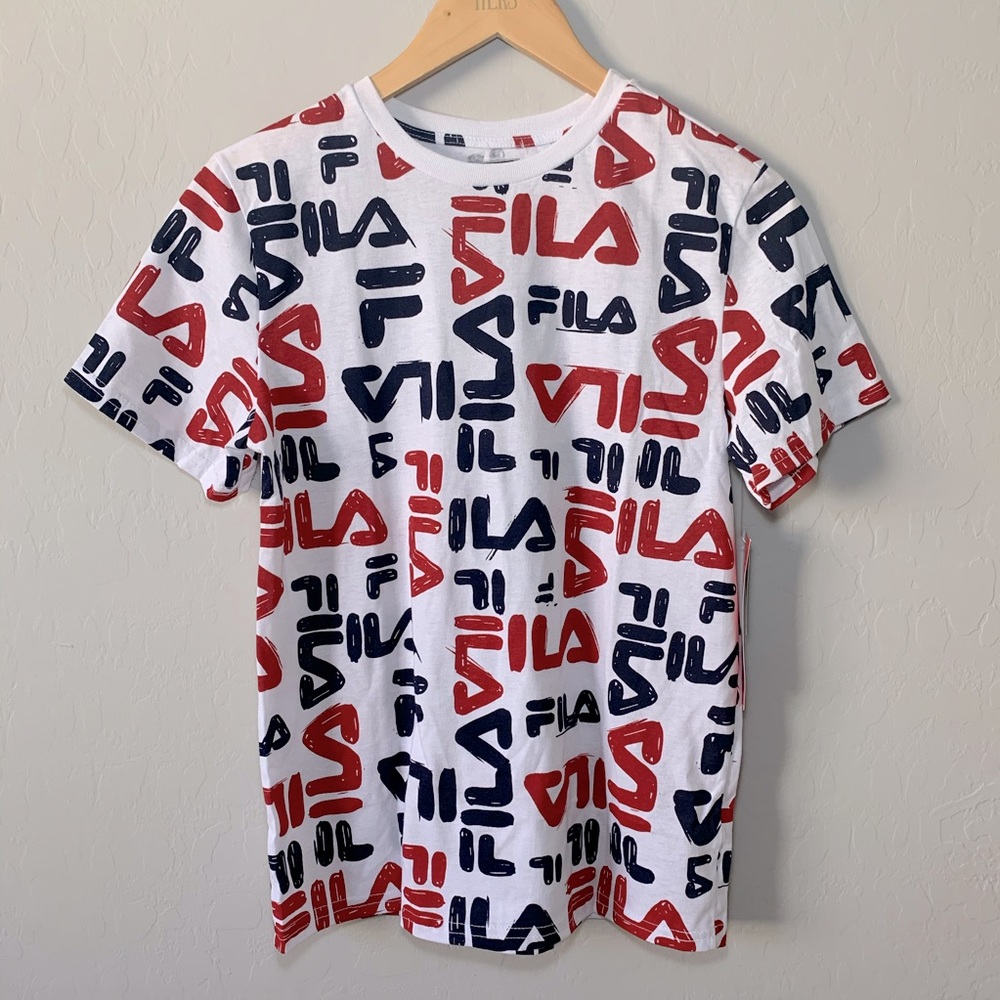 NWT Fila Boy Logo AOP 1 Tee L (14/16) or women S